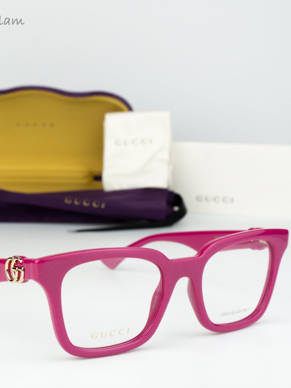 Gucci Women Eyeglasses Red Pink Demo Square GG1728O 004 NEW AUTHENTIC